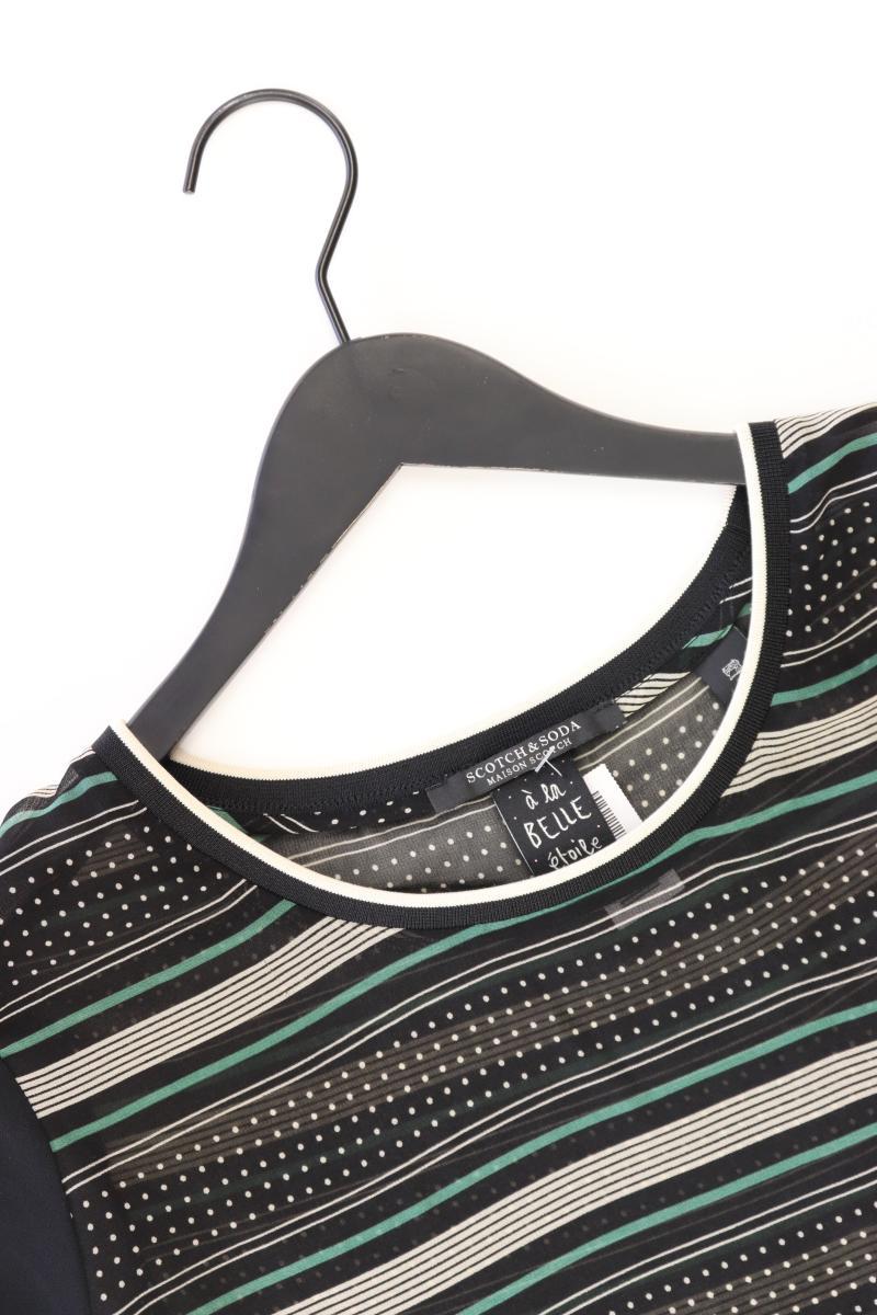 Scotch & Soda Chiffonbluse Gr. M gestreift Kurzarm schwarz aus Polyester
