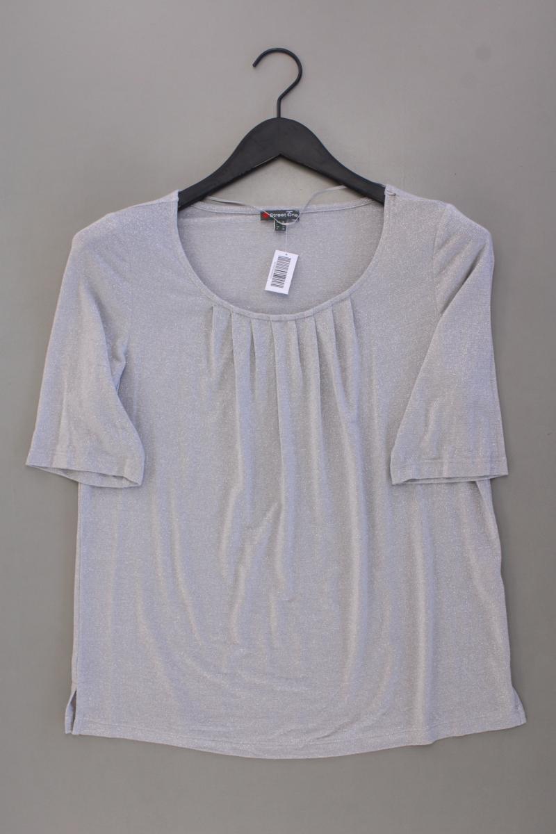 Street One T-Shirt Gr. 36 neuwertig Kurzarm mit Glitzer silber