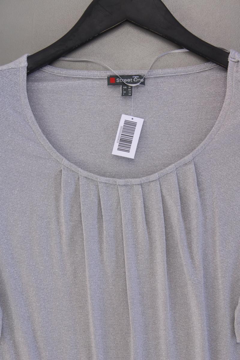 Street One T-Shirt Gr. 36 neuwertig Kurzarm mit Glitzer silber