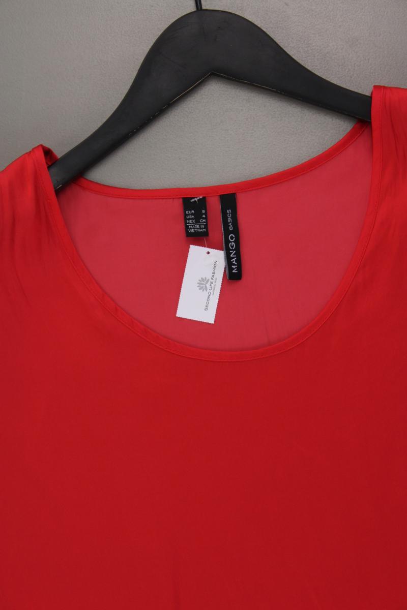 Mango Kurzarmbluse Gr. S rot aus Polyester