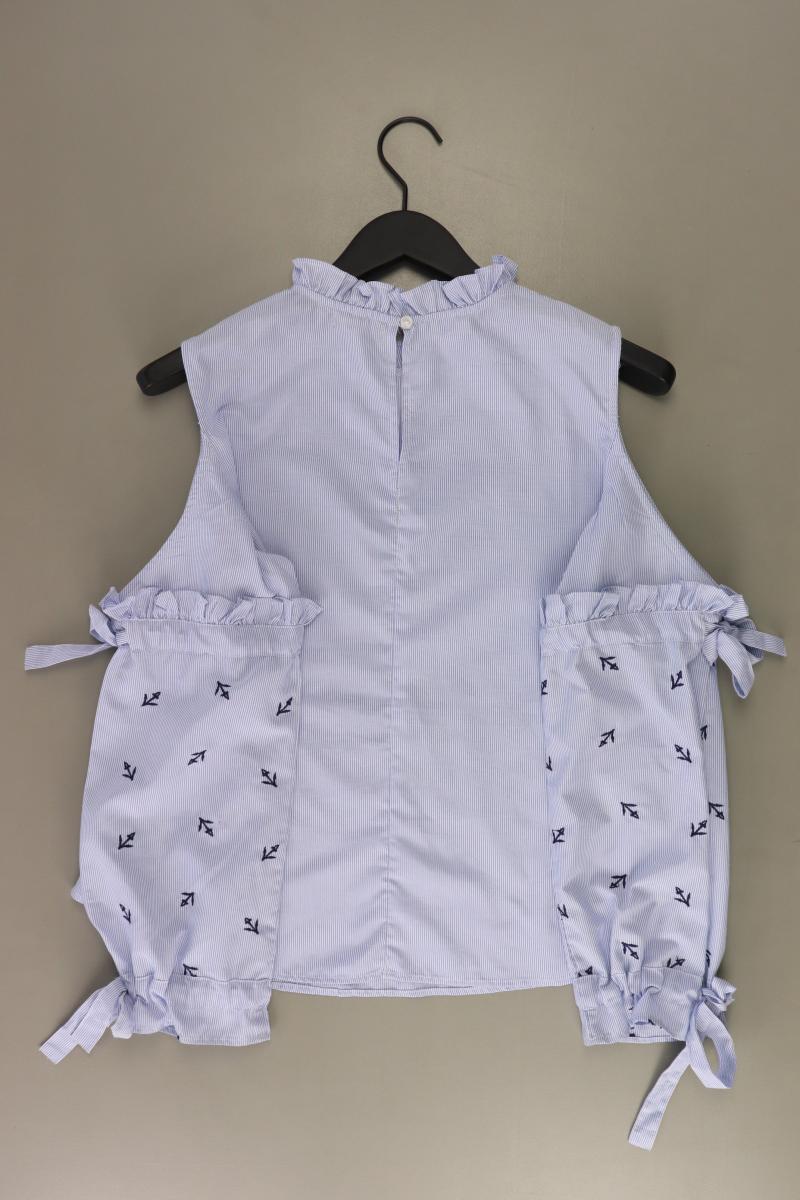 BOOHOO Rüschenbluse Gr. 40 gestreift Langarm blau aus Polyester