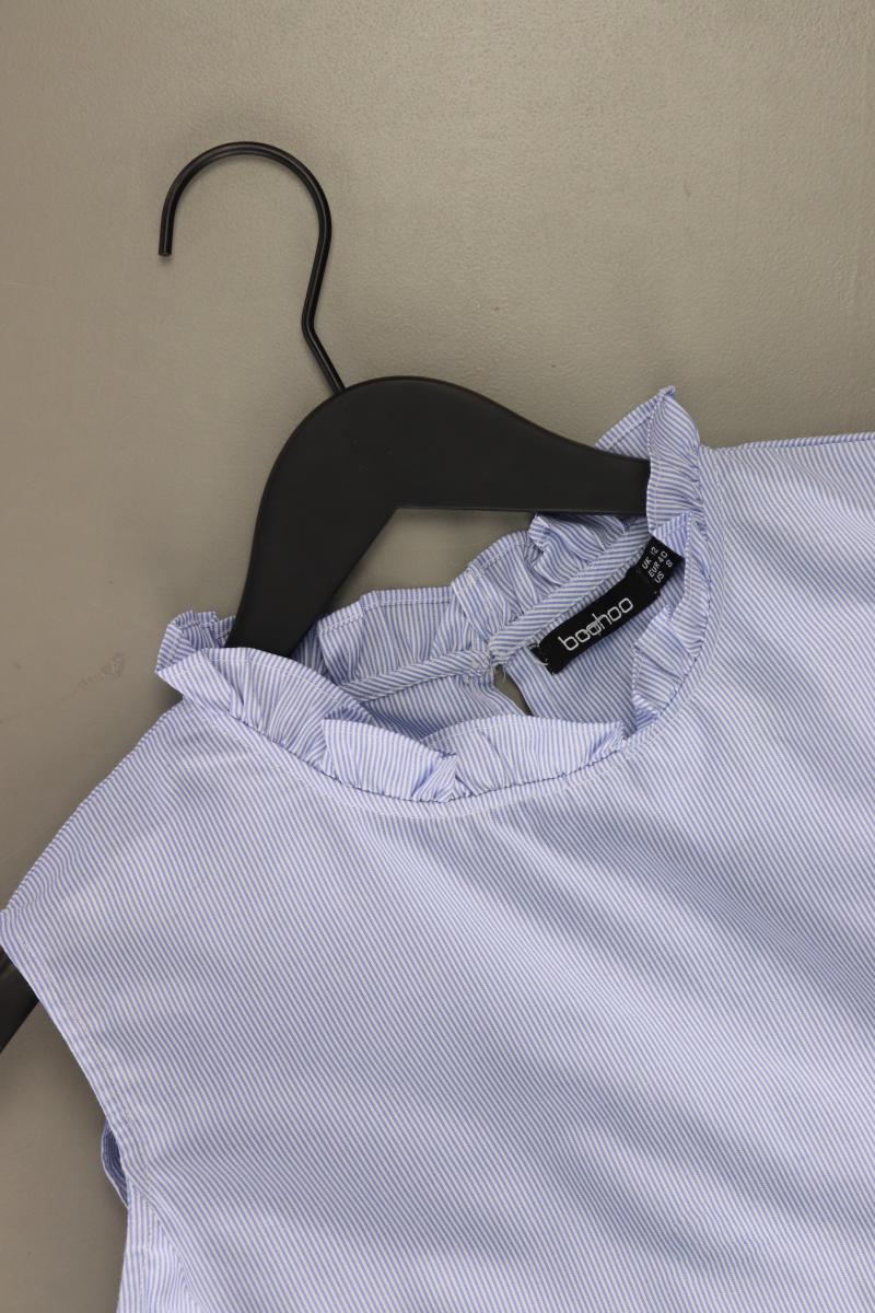 BOOHOO Rüschenbluse Gr. 40 gestreift Langarm blau aus Polyester
