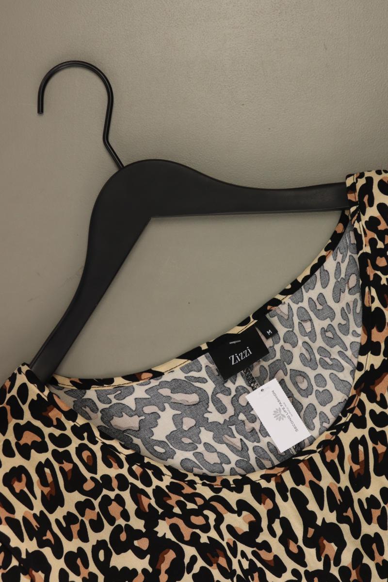 Zizzi Printshirt Gr. 46/48 mit Tierdruck Kurzarm braun aus Viskose