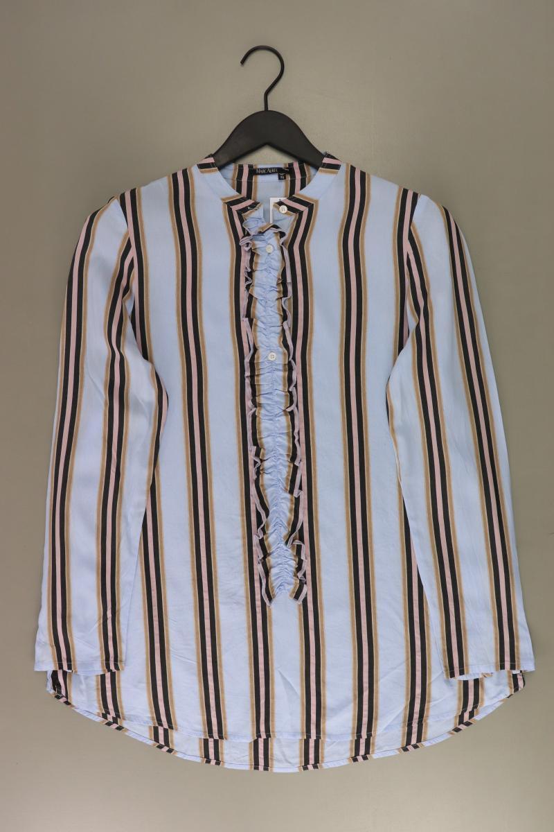 Marc Aurel Rüschenbluse Gr. 36 gestreift Langarm blau aus Viskose