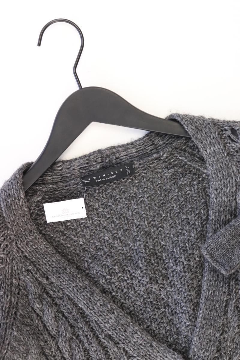Twin Set Strickjacke Gr. M Langarm grau aus Wolle