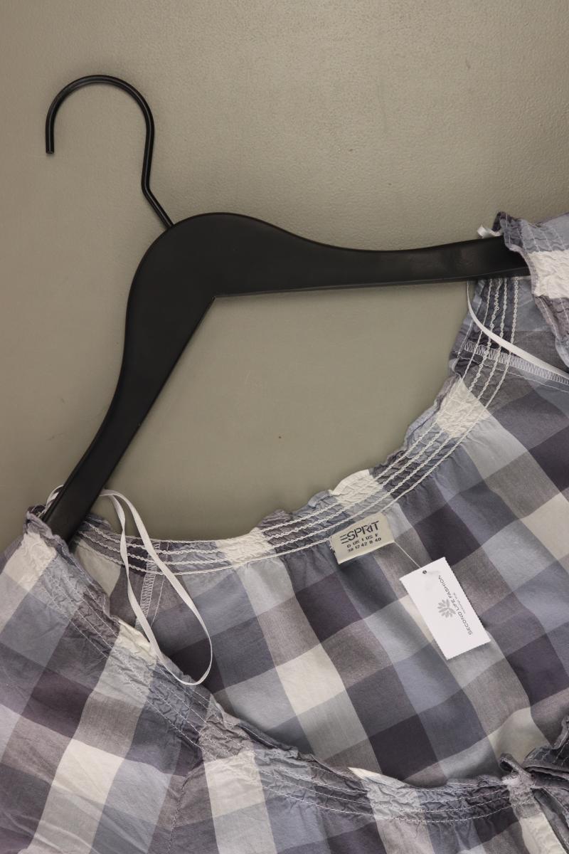 Esprit Karobluse Gr. 38 kariert Kurzarm blau aus Baumwolle
