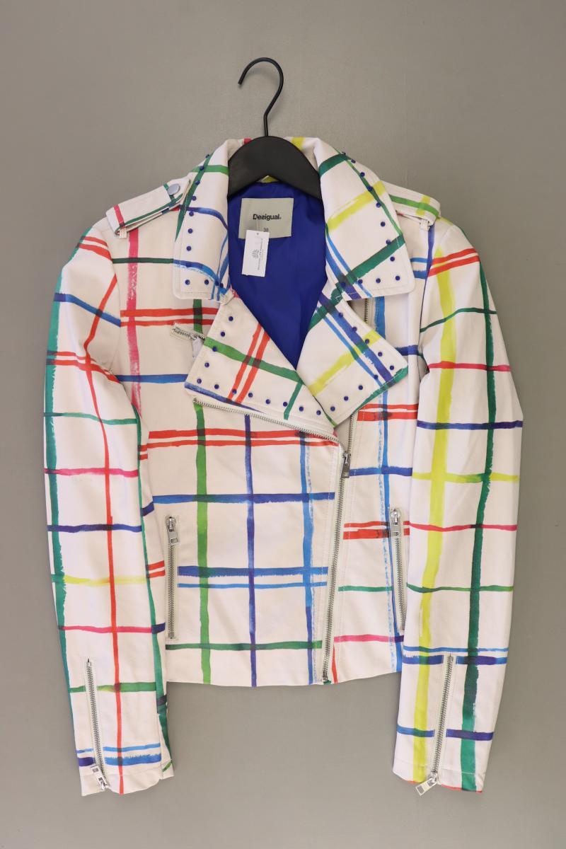 Desigual Bikerjacke Gr. 38 kariert weiß aus Polyurethan