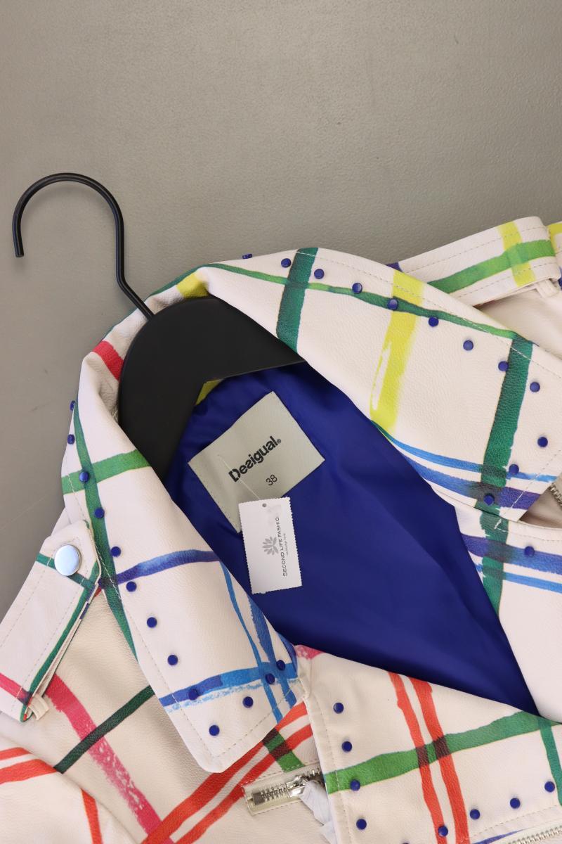 Desigual Bikerjacke Gr. 38 kariert weiß aus Polyurethan