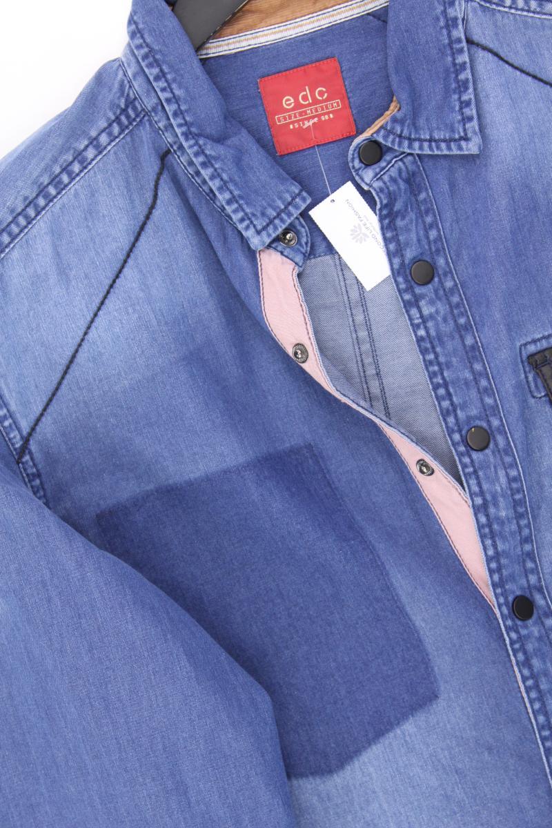 edc by Esprit Jeanshemd für Herren Gr. M Langarm blau aus Baumwolle