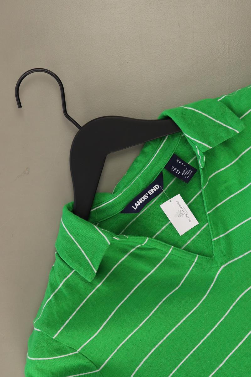 Lands' End Poloshirt Gr. M gestreift Kurzarm grün aus Baumwolle