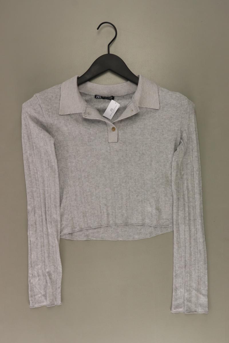 Zara Cropped Shirt Gr. S Langarm grau aus Viskose