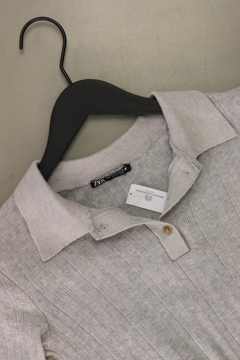 Zara Cropped Shirt Gr. S Langarm grau aus Viskose