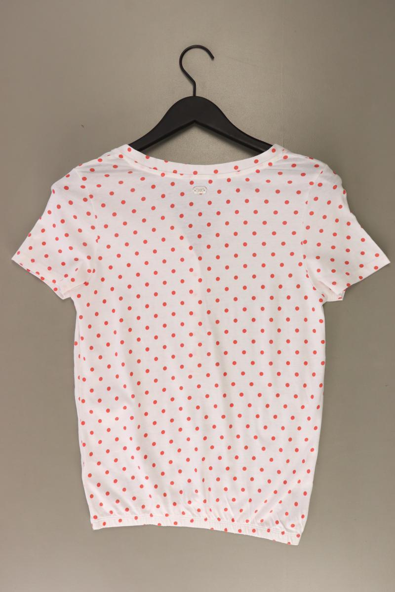 Tom Tailor Shirt mit V-Ausschnitt Gr. 32/34 gepunktet Kurzarm weiß aus Baumwolle