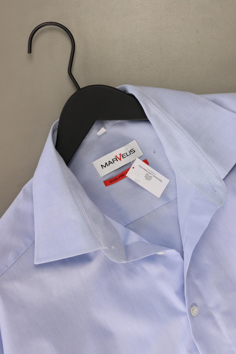 MARVELIS Langarmhemd für Herren Gr. Hemdgröße 44 blau aus Baumwolle