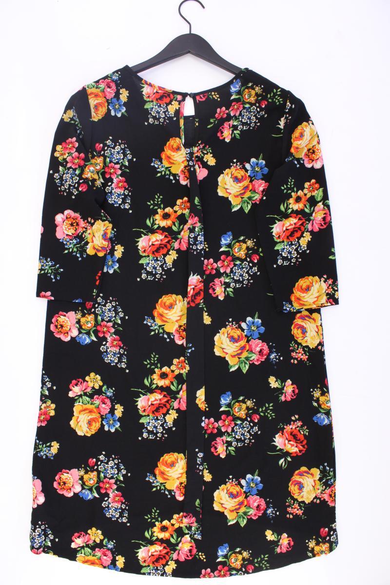 New Look Midikleid Gr. 42 mit Blumenmuster 3/4 Ärmel schwarz aus Polyester