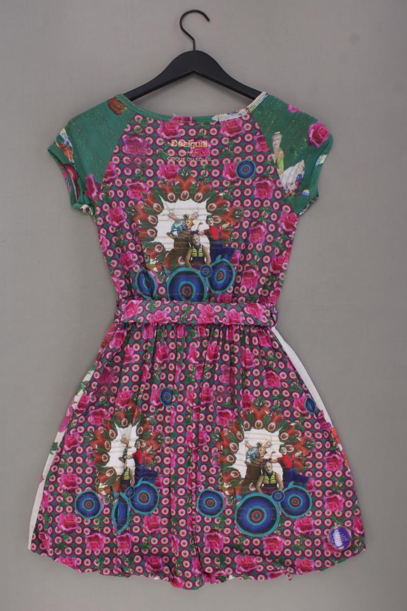 Desigual Kurzarmkleid Gr. S mit Blumenmuster mit Gürtel mehrfarbig