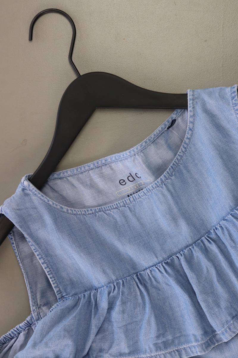 edc by Esprit Kurzarmbluse Gr. M blau aus Baumwolle