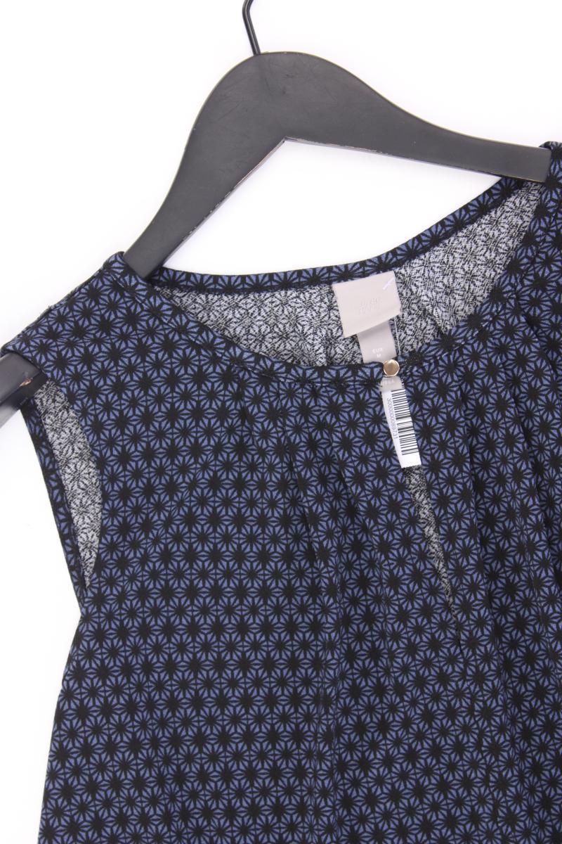 Ärmellose Bluse Gr. M geometrisches Muster blau aus Polyester