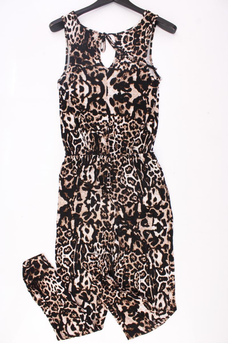 Langer Jumpsuit Gr. 32/34 mit Tierdruck braun aus Viskose