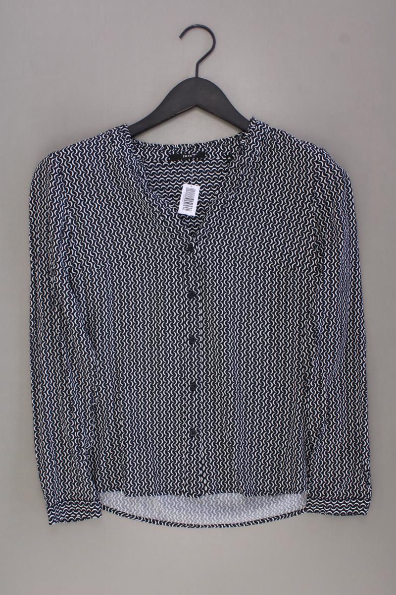 Zero Langarmbluse Gr. 36 geometrisches Muster blau aus Viskose
