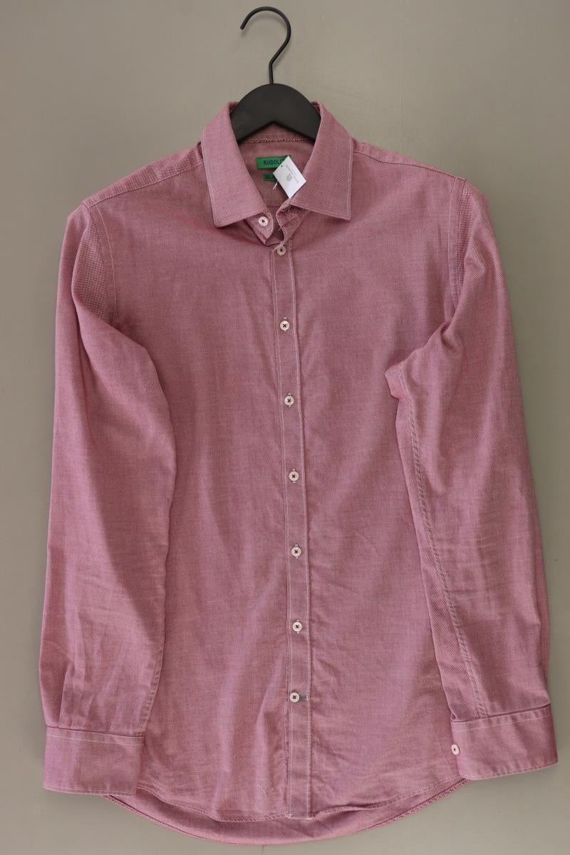RUDOLFS Langarmhemd für Herren Gr. Hemdgröße 40 rosa aus Baumwolle