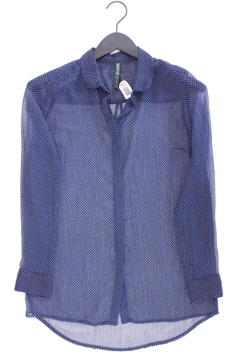 Stradivarius Langarmbluse Gr. S gepunktet blau