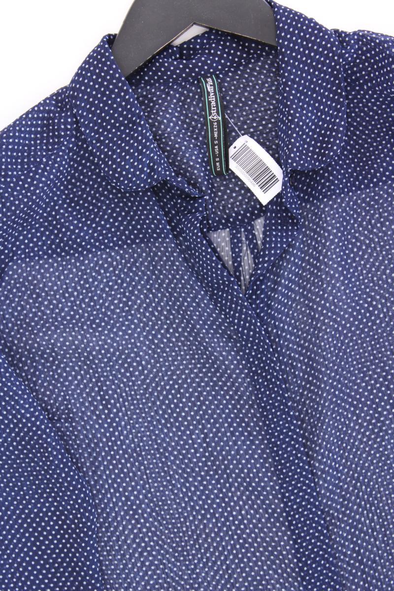 Stradivarius Langarmbluse Gr. S gepunktet blau