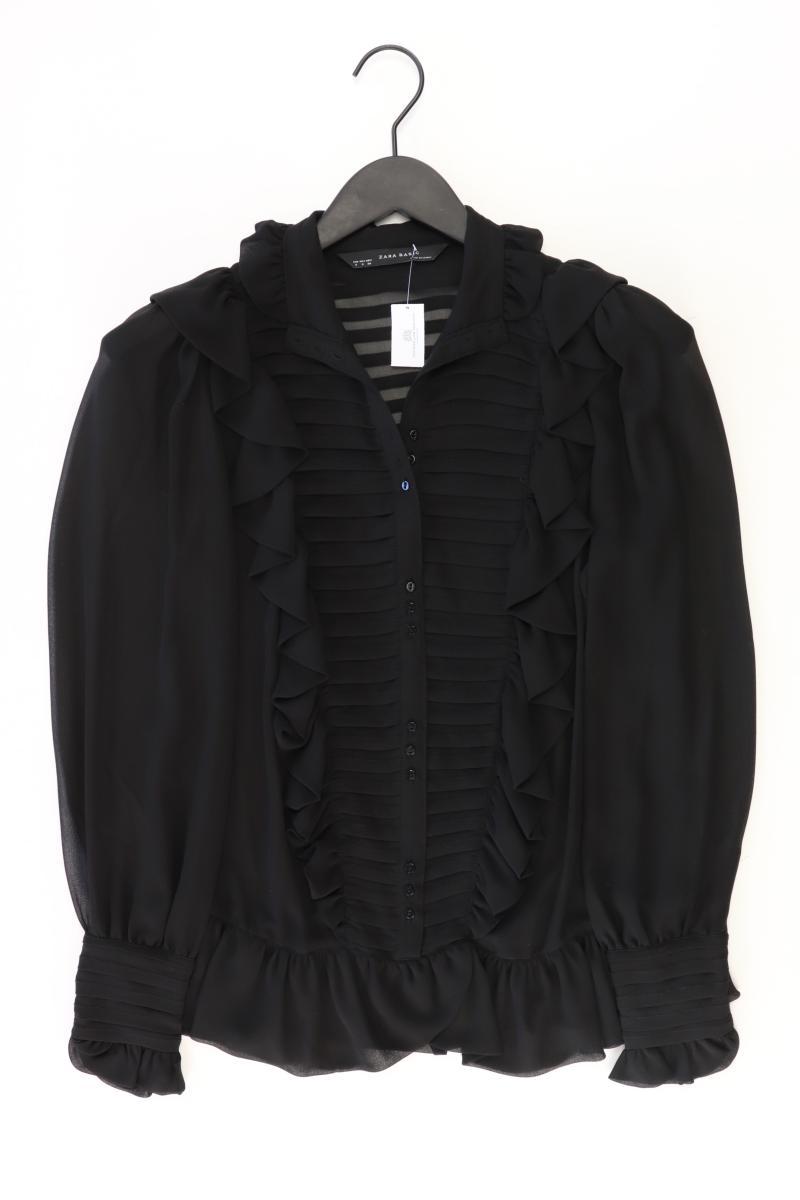 Zara Rüschenbluse Gr. S Langarm schwarz aus Polyester