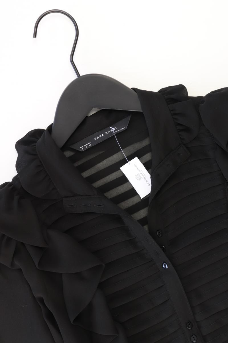 Zara Rüschenbluse Gr. S Langarm schwarz aus Polyester