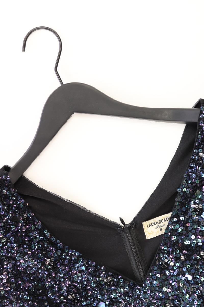 LACE&BEADS Abendkleid Gr. UK 8 (XS) Kurzarm mit Pailletten schwarz aus Polyester