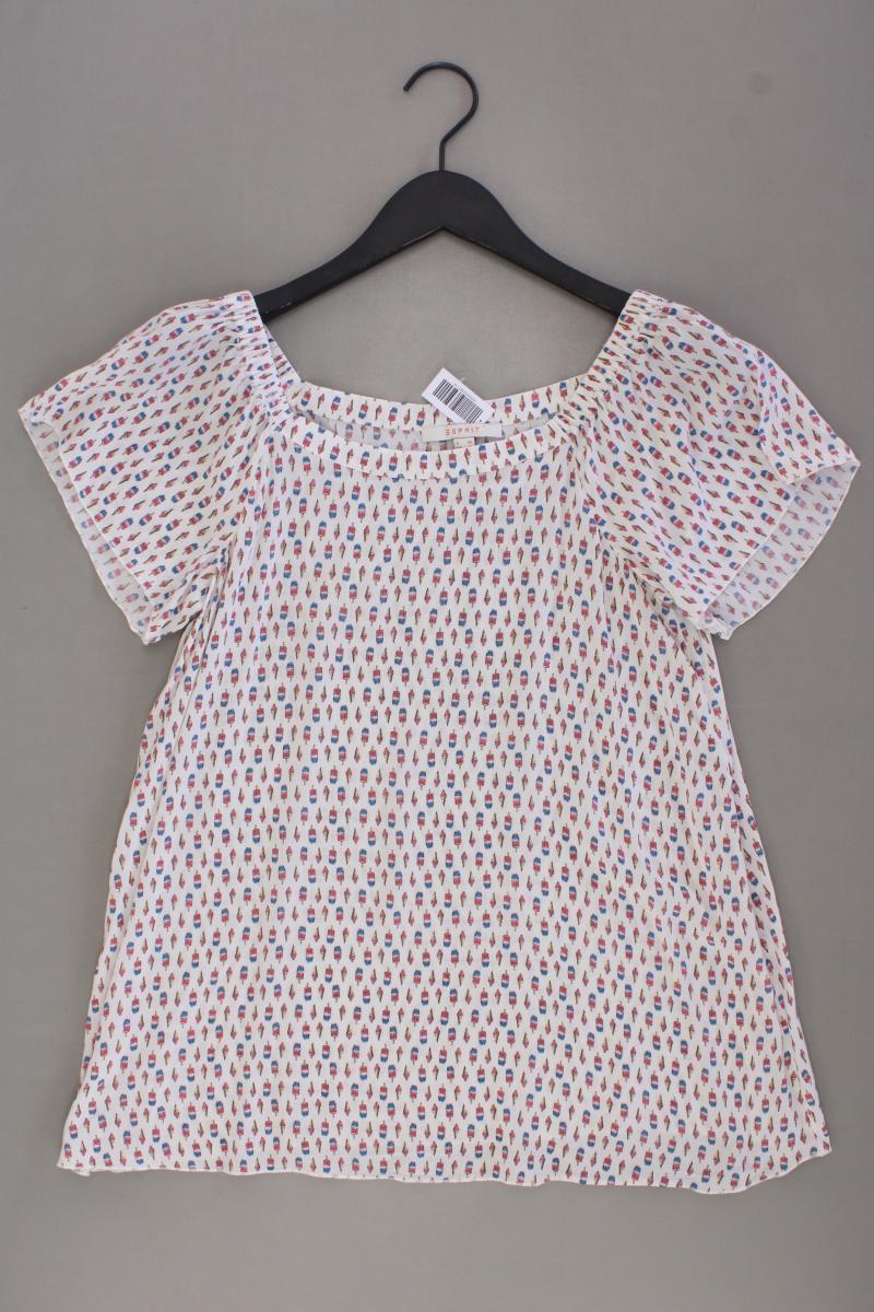 Esprit Bluse mit Eismuster Gr. 36 Kurzarm mit Carmen-Ausschnitt mehrfarbig