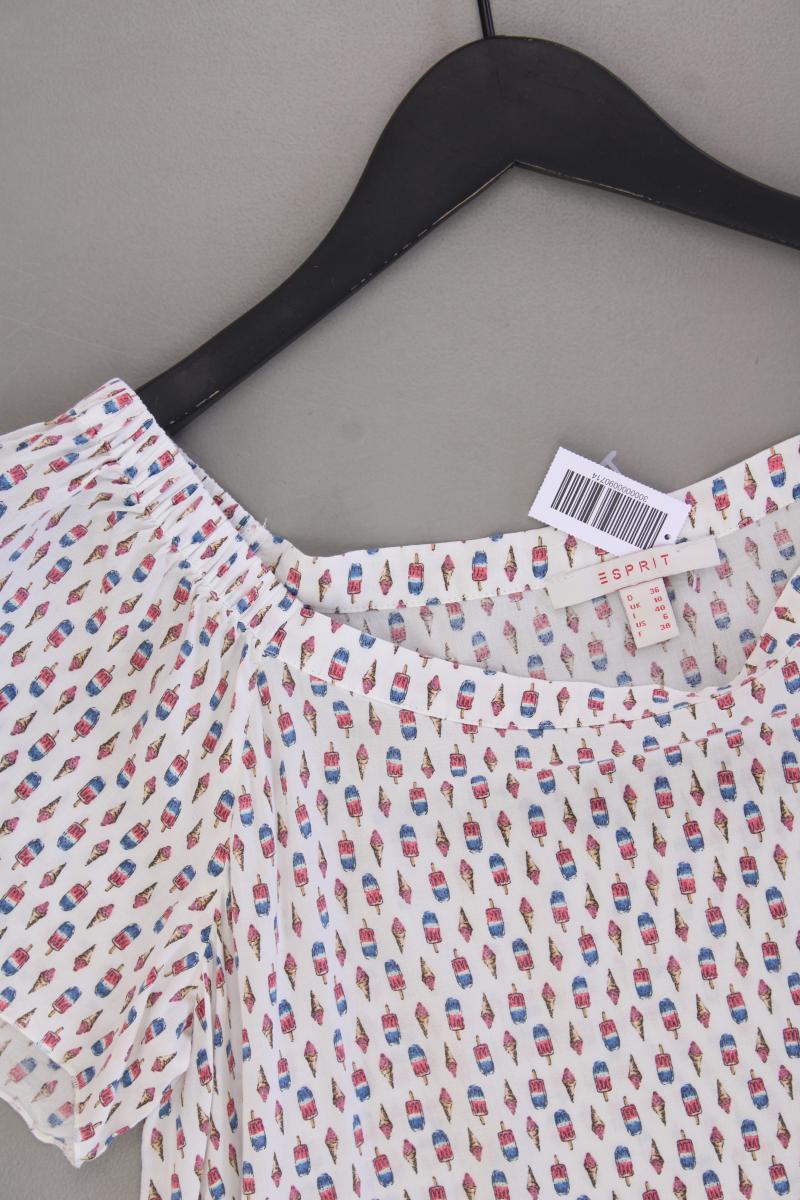 Esprit Bluse mit Eismuster Gr. 36 Kurzarm mit Carmen-Ausschnitt mehrfarbig