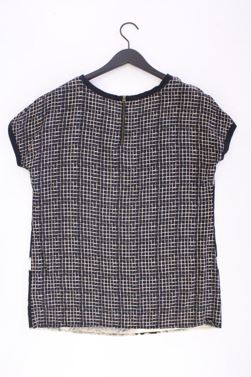 Esprit Kurzarmbluse Gr. 42 geometrisches Muster grau aus Polyester