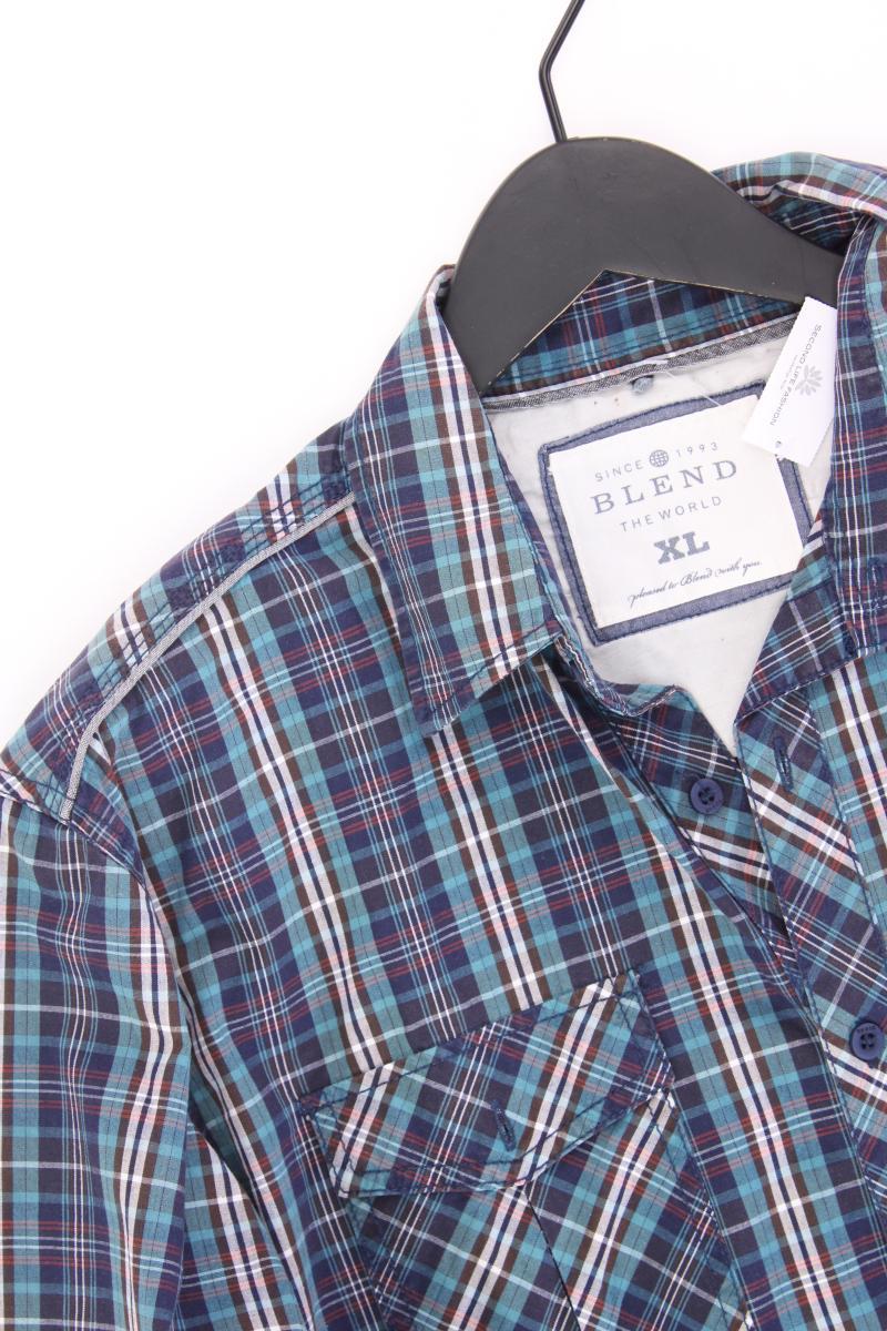 Blend Karohemd für Herren Gr. XL kariert Langarm blau aus Baumwolle