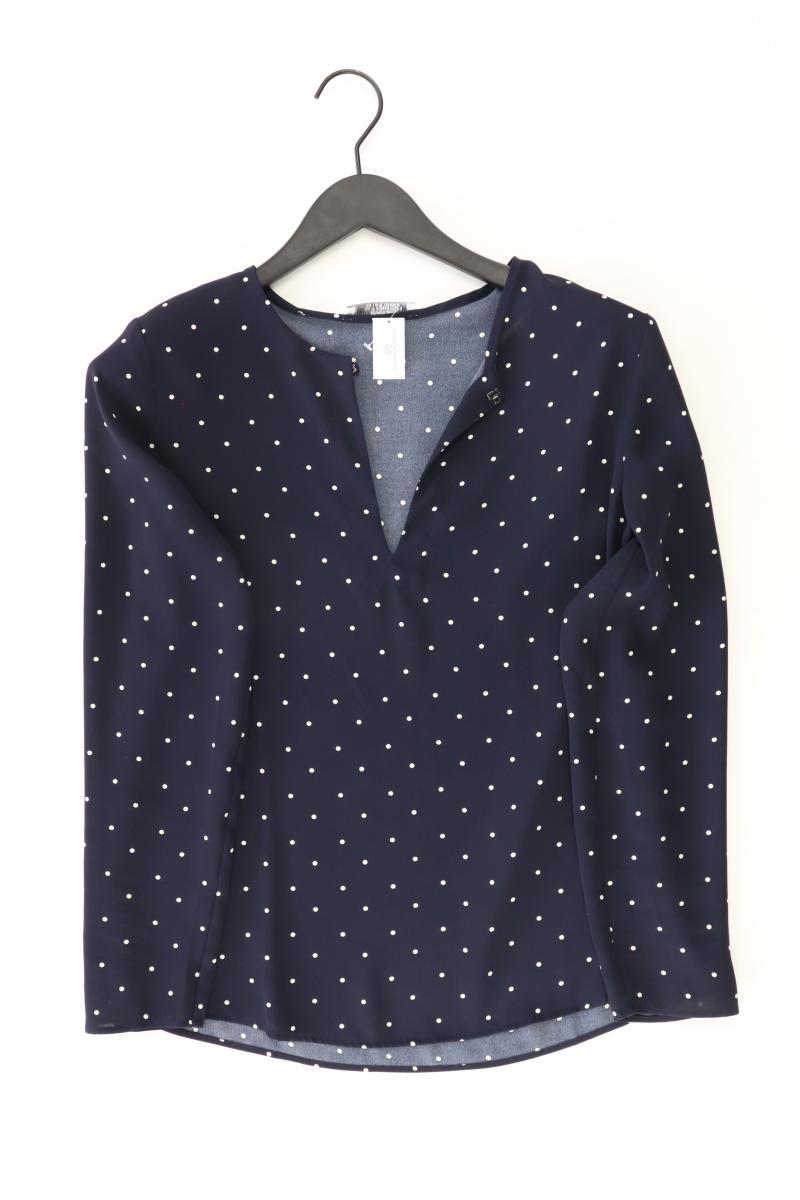 Mango Langarmbluse Gr. S gepunktet blau aus Polyester