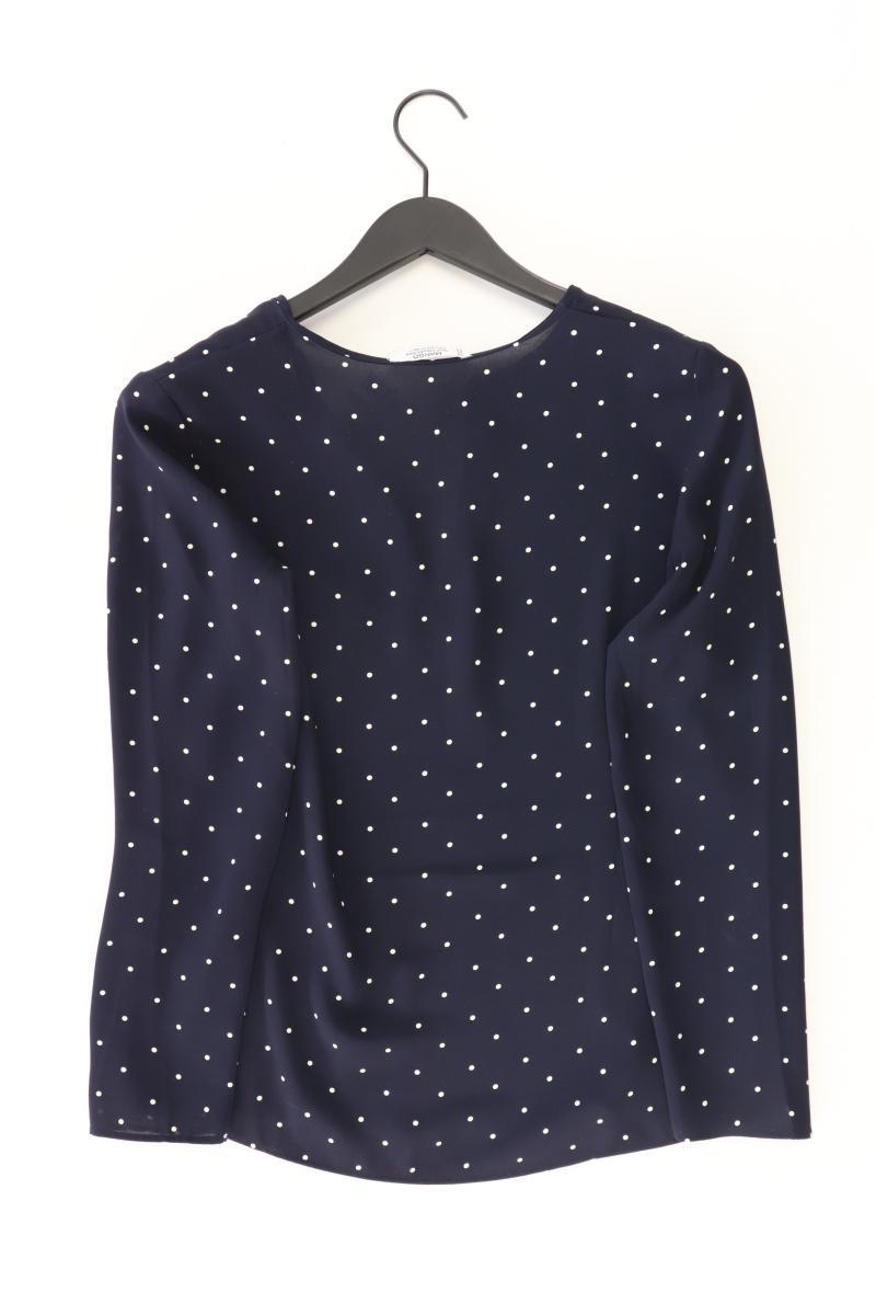 Mango Langarmbluse Gr. S gepunktet blau aus Polyester