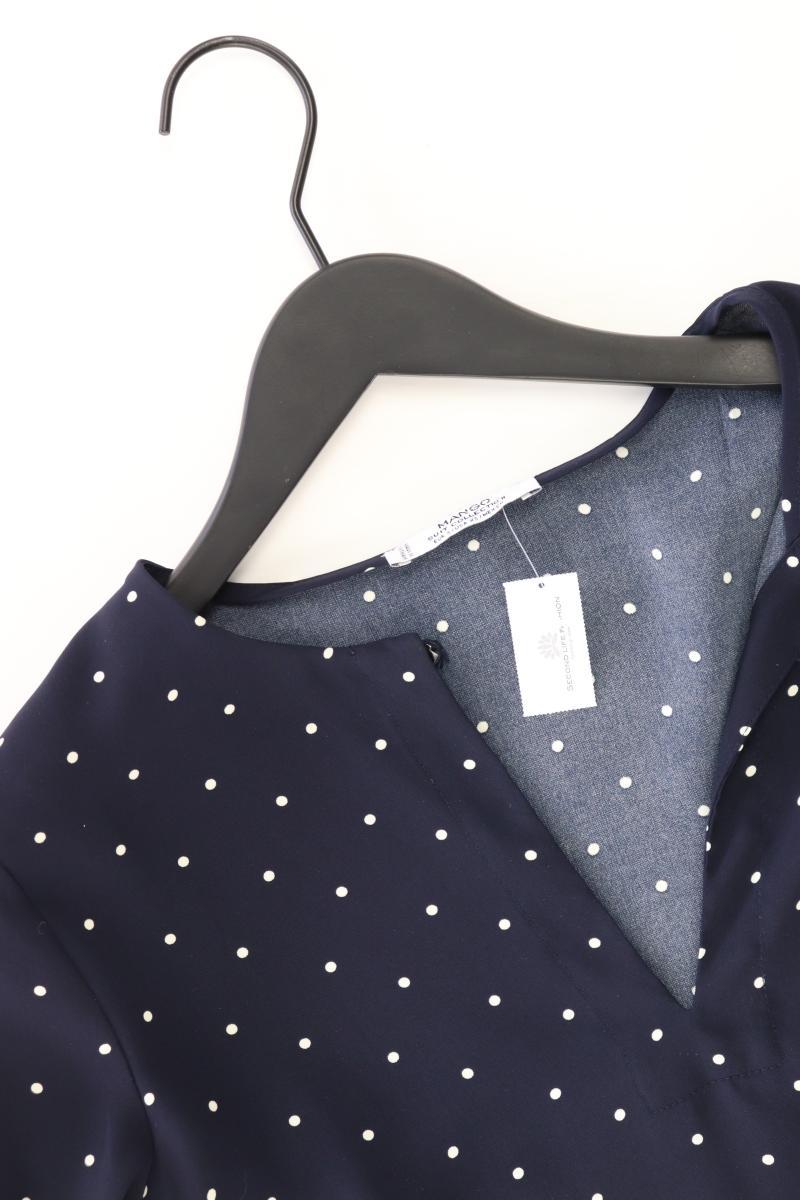 Mango Langarmbluse Gr. S gepunktet blau aus Polyester