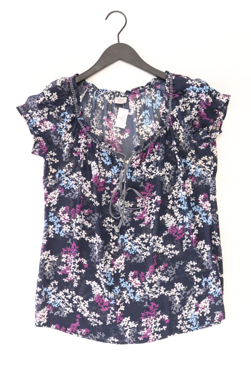 Esprit Kurzarmbluse Gr. 38 mit Blumenmuster blau aus Polyester
