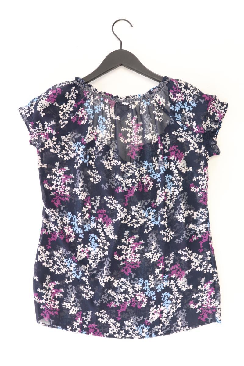 Esprit Kurzarmbluse Gr. 38 mit Blumenmuster blau aus Polyester