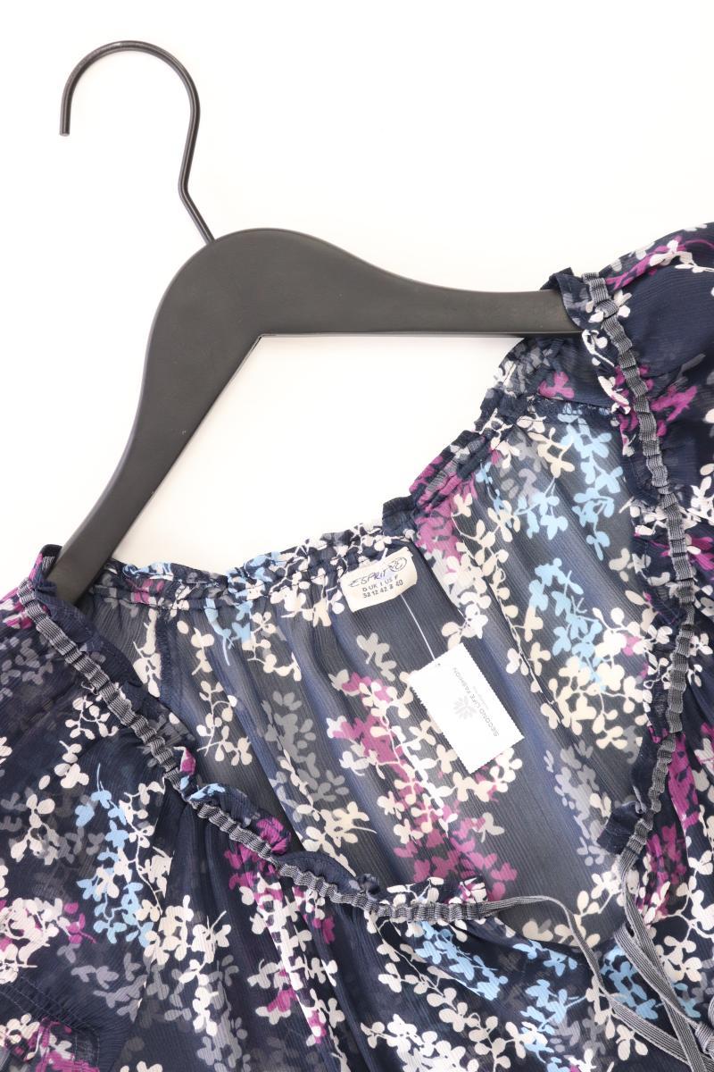Esprit Kurzarmbluse Gr. 38 mit Blumenmuster blau aus Polyester