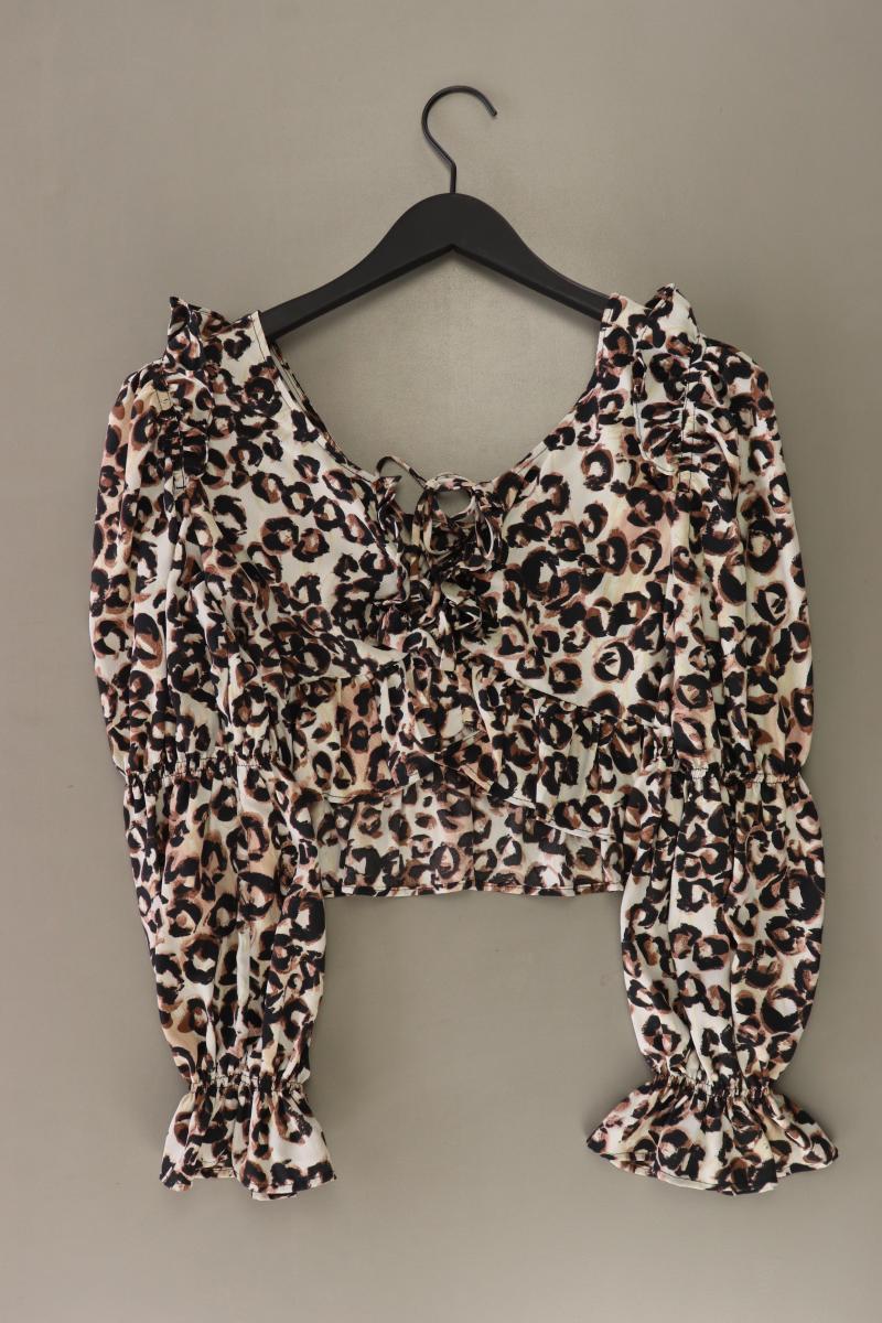 Topshop Langarmbluse Gr. 36 mit Tierdruck mit Carmen-Ausschnitt braun