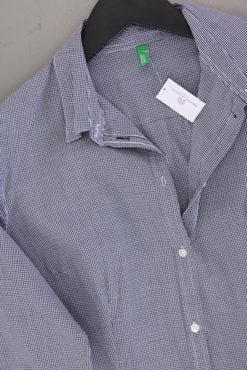 United Colors of Benetton Karobluse Gr. M kariert Langarm blau aus Baumwolle
