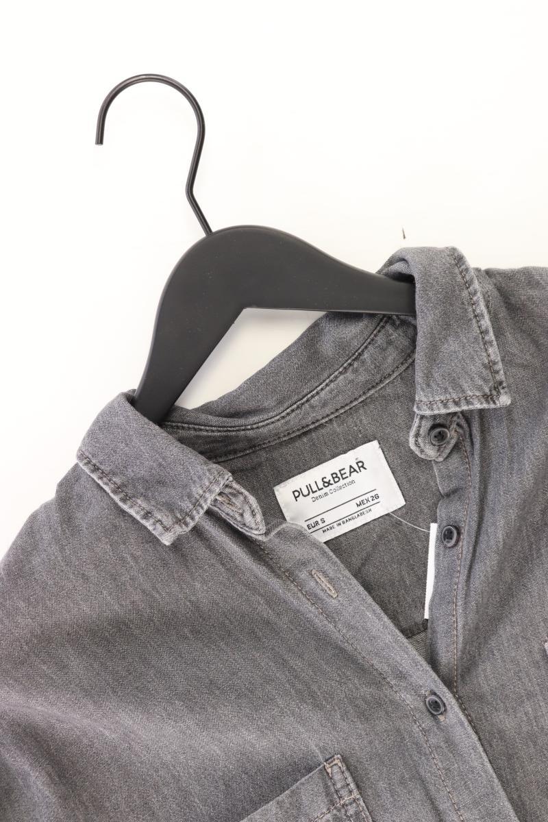 Pull&Bear Jeansbluse Gr. S Langarm grau aus Baumwolle