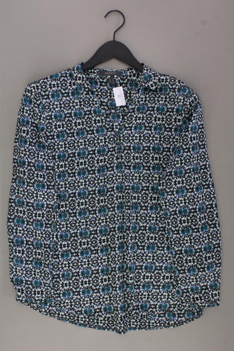 Esprit Langarmbluse Gr. 40 mit Batikmuster neuwertig blau aus Polyester
