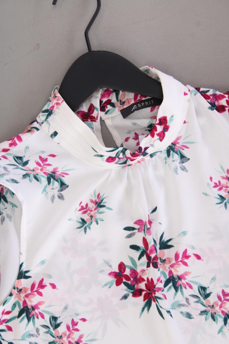 Esprit Ärmellose Bluse Gr. 38 mit Blumenmuster neuwertig weiß aus Polyester