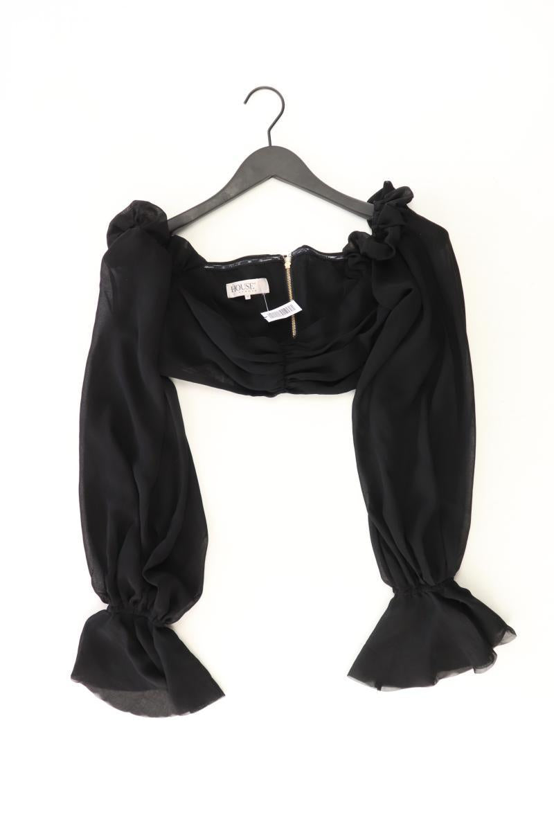 HOUSE OF LONDON Chiffonbluse Gr. M Langarm mit Carmen-Ausschnitt schwarz