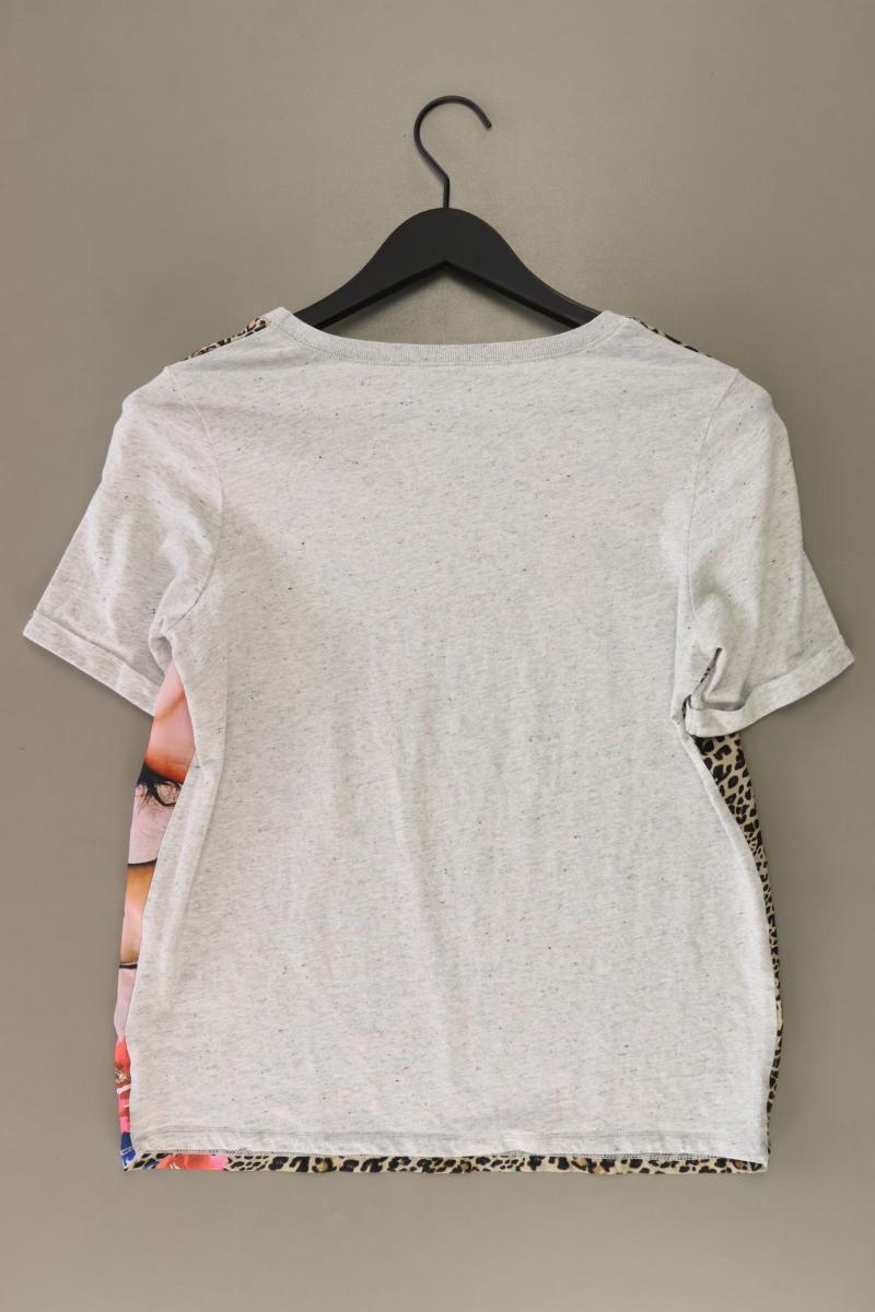 Oui Printshirt Gr. 36 Kurzarm grau aus Baumwolle