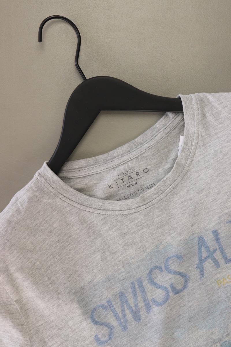 Kitaro Printshirt für Herren Gr. L Kurzarm grau aus Baumwolle