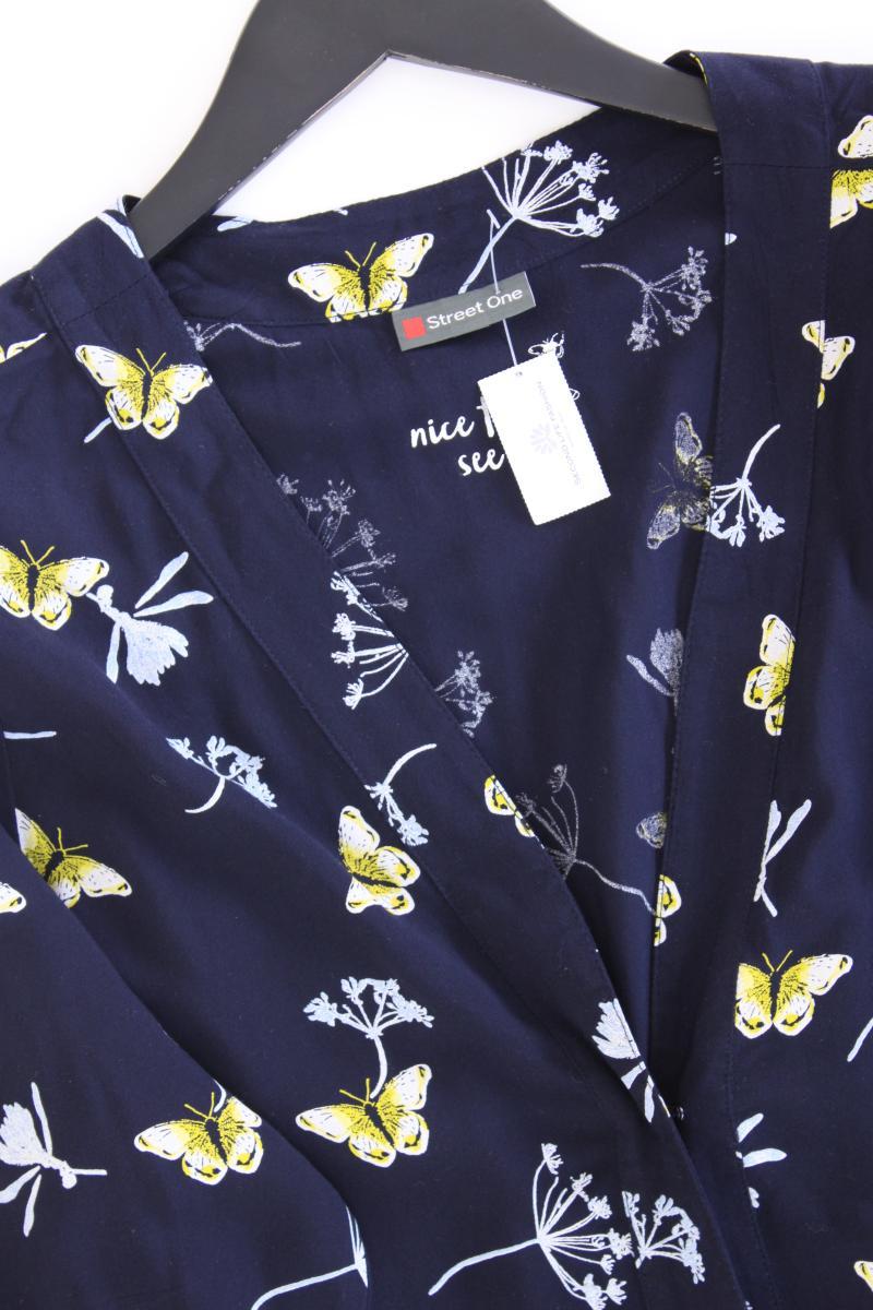 Street One Longbluse Gr. 36 mit Blumenmuster neuwertig mit Gürtel Langarm blau