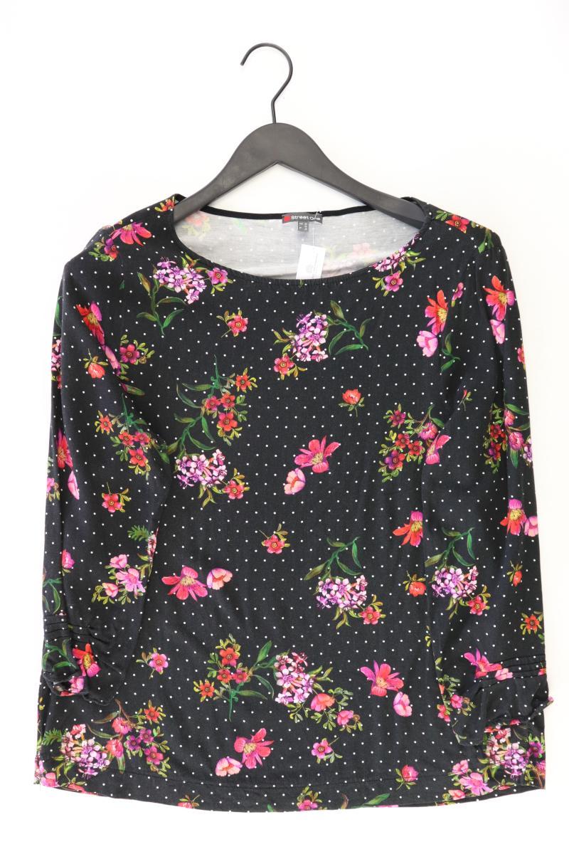 Street One Regular Shirt Gr. 42 mit Blumenmuster 3/4 Ärmel schwarz aus Viskose
